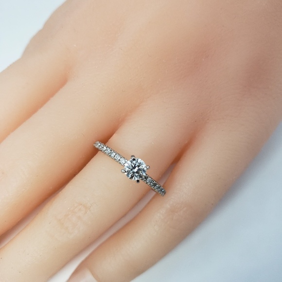 Vintage Blue Nile 14 Karat White Gold Diamond Engagement Ring Size 6.75 #12723 - Picture 10 of 10